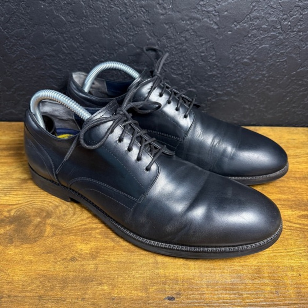 Cole Haan Grand OS C30582 Black Leather Plain Toe Derby Mens Size 8.5‎ M